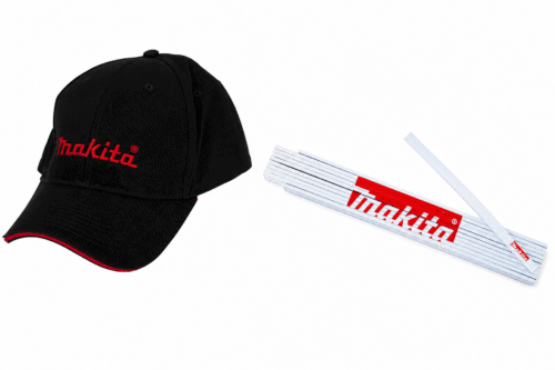 Makita Basecap schwarz mit Makita Zollstock – Fanartikel Set