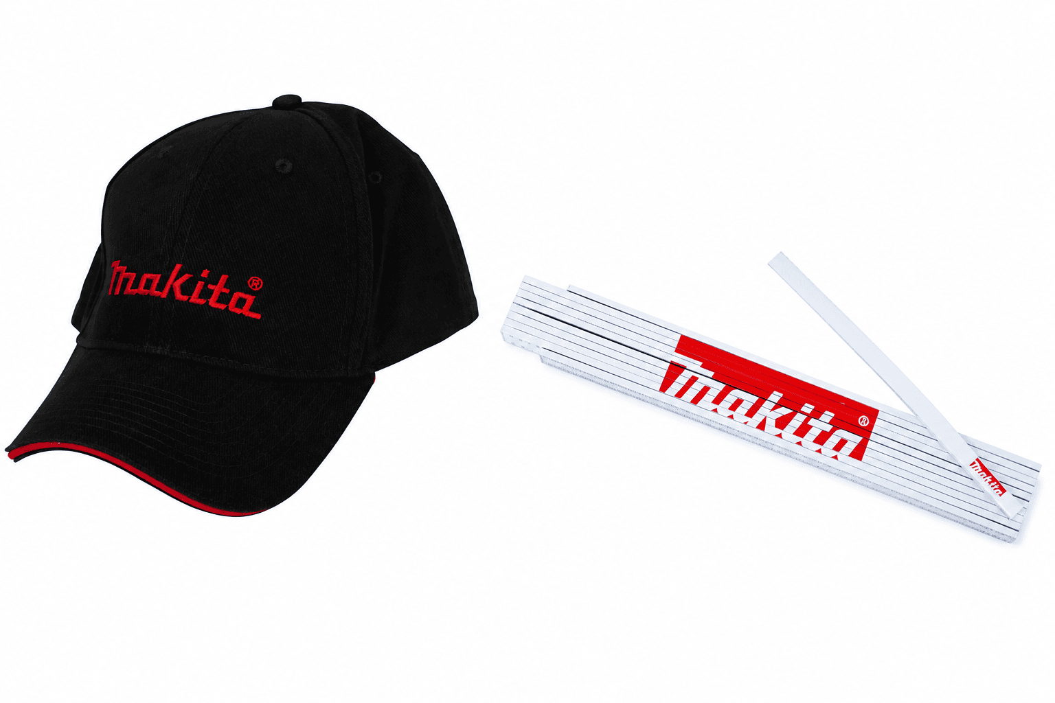 Makita Basecap schwarz mit Makita Zollstock – Fanartikel Set
