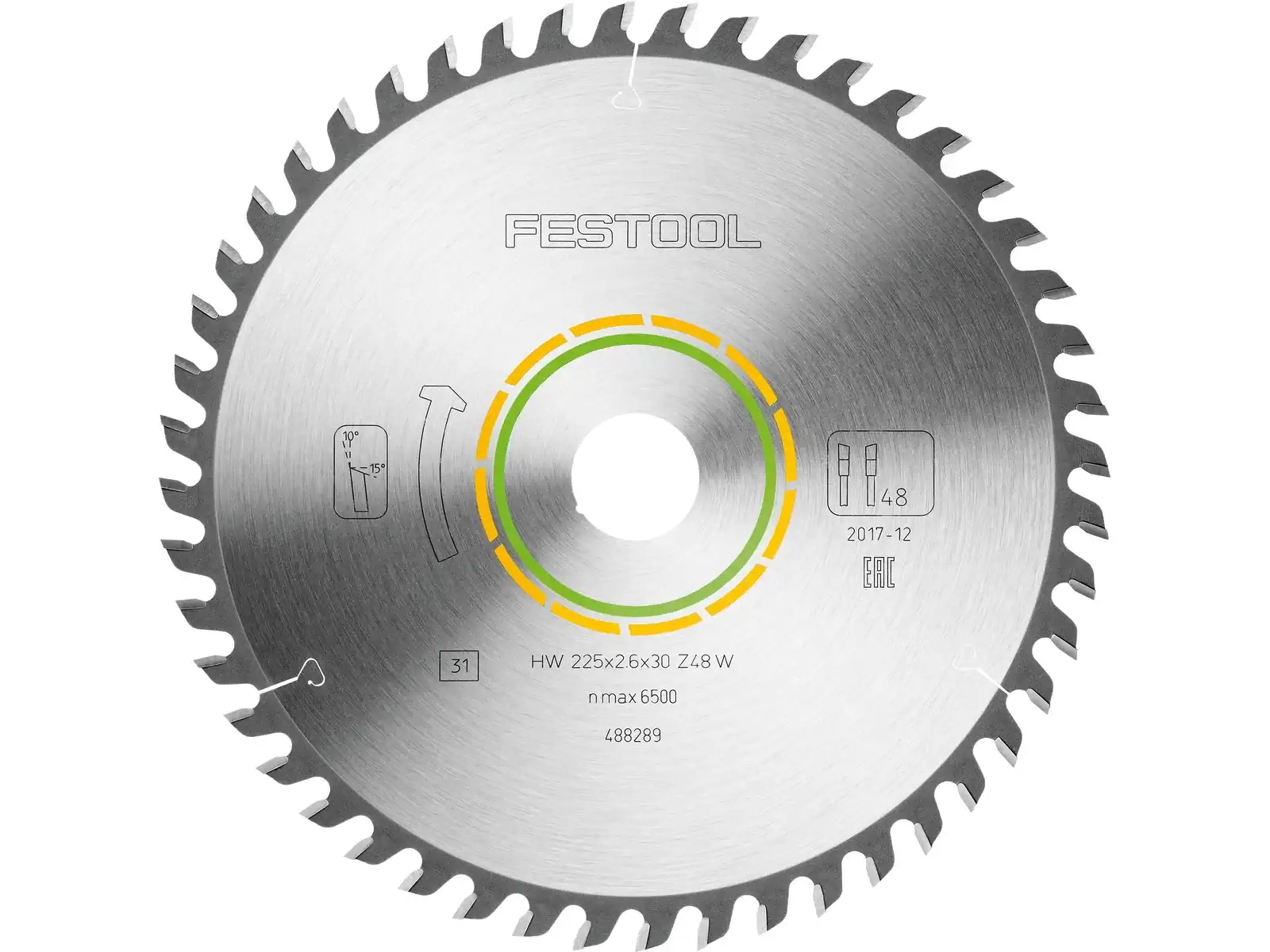 Festool Kreissägeblatt HW 225x2,6x30 W48 488289 für CS 70 – Feinschnitt Holzsägeblatt 225 mm – Bild 2