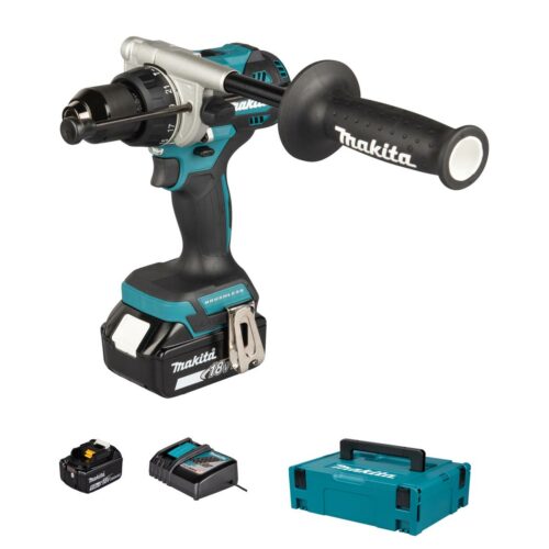 Makita DHP492RTJ Akku-Schlagbohrschrauber 18V 5,0Ah Set mit Akkus, Ladegerät und Makpac