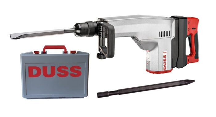 Duss PK 600 Abbruchhammer Set mit 22mm Sechskant, Spitz- und Flachmeißel im praktischen Gerätekoffer