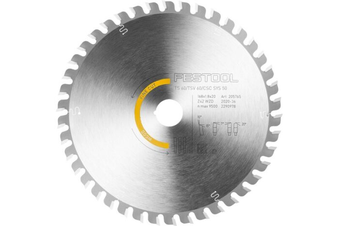 Festool Kreissägeblatt WOOD FINE CUT HW 168x1,8x20 WD42 - 205765 für TS60K TSV60K CSC-SYS50 – Bild 2