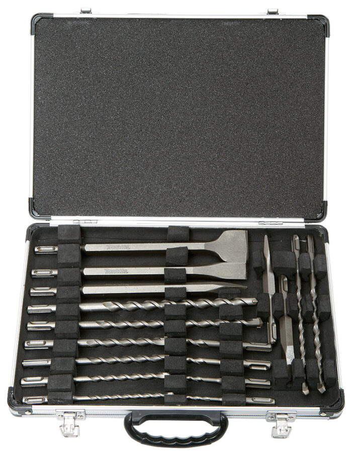 Makita SDS-PLUS Bohrer- und Meißel-Set D-42444 im Koffer, komplett und vielseitig für Bauprojekte.