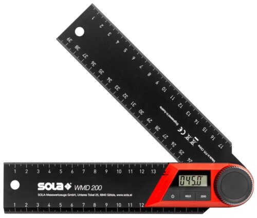 SOLA Digitaler Winkelmesser WMD200 – 200 mm Länge für präzise Winkelmessungen.