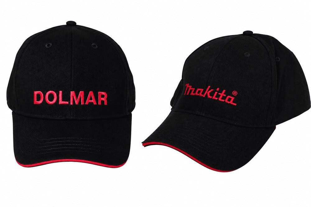 Dolmar Basecap 995821055 mit gratis Makita Cap – schwarze Caps mit rotem Logo