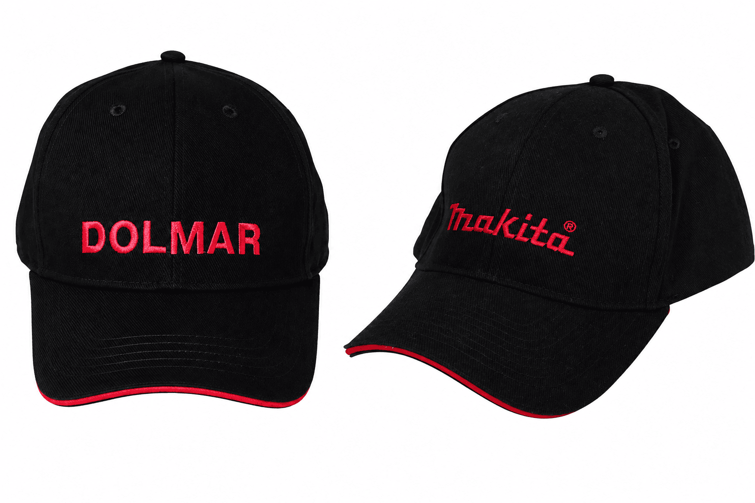 Dolmar Basecap 995821055 mit gratis Makita Cap – schwarze Caps mit rotem Logo