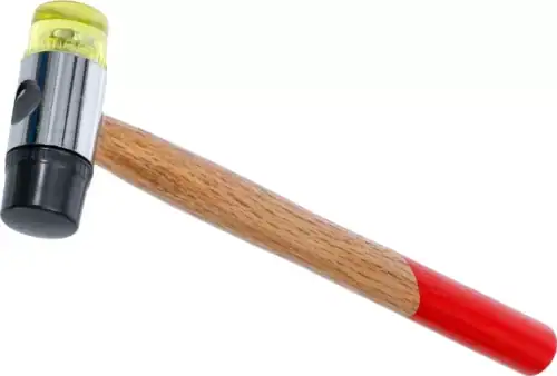 BGS Ausbeulhammer Ø30 mm mit Kunststoff- und Hartgummikopf, Holzstiel und wechselbaren Köpfen