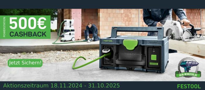 Festool SYS-PowerStation SYS-PST 1500 Li HP – mobile Energiequelle im Systainer-Format mit Cashback-Aktion