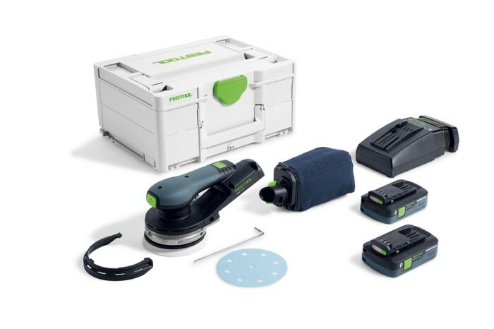 Festool Akku-Exzenterschleifer ETSC 2 125 – kabellos, leistungsstark, präzise.