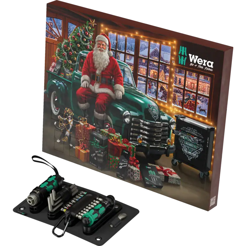Wera Adventskalender 2026 mit Flashdriver Schraublampe und 24-teiligem Werkzeugset