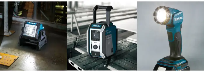 Makita Akku-Baustellenradios und -Lampen2 Makita Akku-Radios und Arbeitsleuchten für die Baustelle