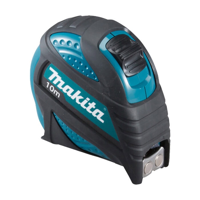 Makita Maßband 10 m B-57168 mit Silica-Beschichtung, Magnet-Haken und Schockabsorber.