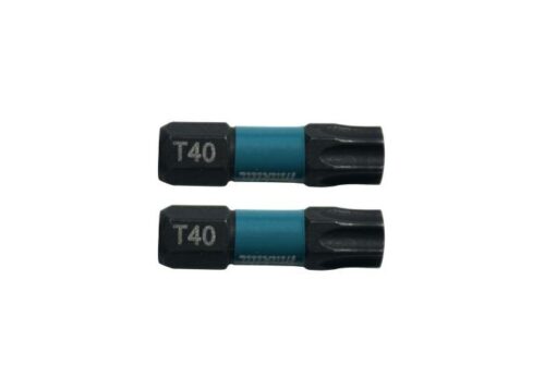 Makita Impact Black Bit T40 25mm, zwei Stück, schwarze Torx-Bits mit 25 mm Länge