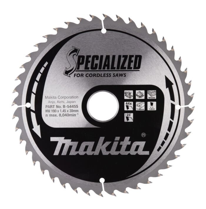 Makita Sägeblatt 190 mm 30 mm Bohrung 44 Zähne B-54455 für Holz