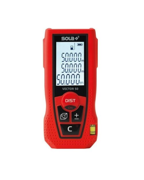 SOLA VECTOR 50 Laser-Entfernungsmesser, kompaktes Messgerät für Distanzen bis 50 m, ideal für präzises Messen im Innen- und Außenbereich.