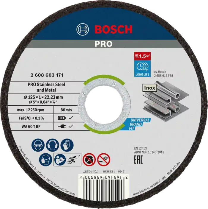 Bosch PRO Trennscheibe 125 mm für Edelstahl und Metall im 10er Set