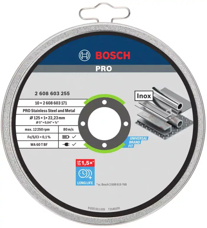 Bosch Trennscheibe 125 x 1,0 x 22,23mm für Stahl & Edelstahl 10x Set 2608619767 – Bild 2