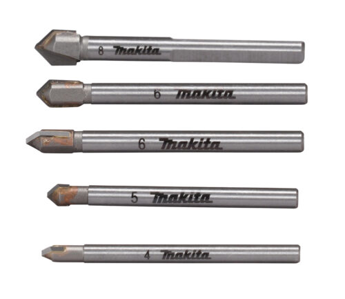 Makita Glas-/Fliesenbohrer-Set 5-tlg. E-25410 mit Hartmetallspitzen für Glas, Fliesen und Keramik