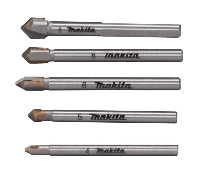 Makita Glas-/Fliesenbohrer-Set 5-tlg. E-25410 mit Hartmetallspitzen für Glas, Fliesen und Keramik