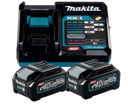 Makita Power Source-Kit XGT 40V 2,5Ah 191L76-1 mit 2 Akkus BL4025 und Schnellladegerät DC40RA