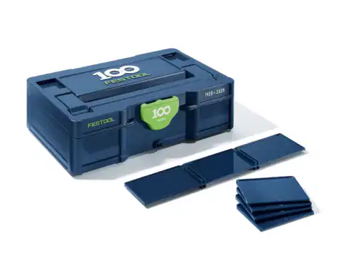 Festool Systainer³ SYS3 S 76 100Y Limited Edition in Blau, offen mit Trennstegeinsätzen, ideal für Werkzeug und Kleinteile