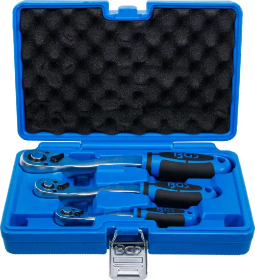 BGS Umschaltknarren-Satz 3-teilig mit feinverzahnten Knarren 1/4 Zoll, 3/8 Zoll und 1/2 Zoll