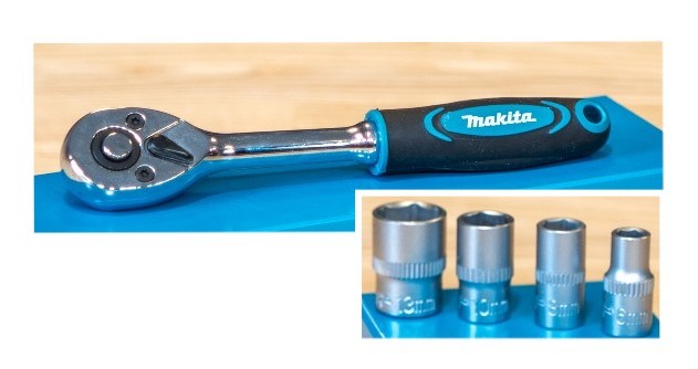 Makita 1/4″ Ratsche mit Stecknuss-Set 6, 8, 10 & 13 mm