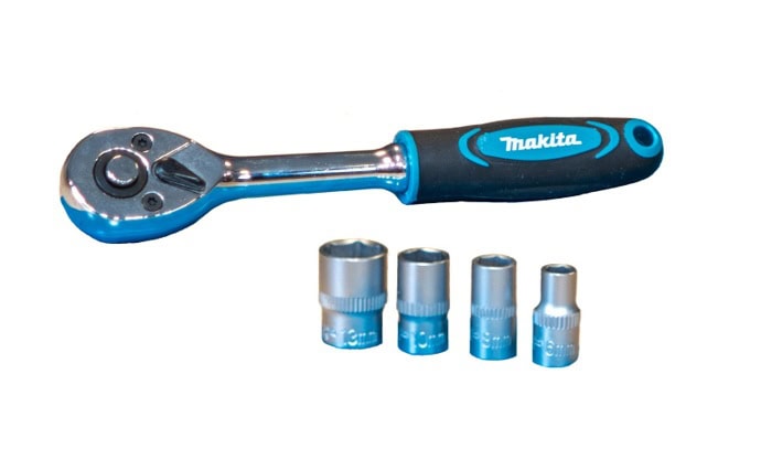 Makita Ratsche 1/4″ mit Stecknuss-Set 6, 8, 10 & 13 mm