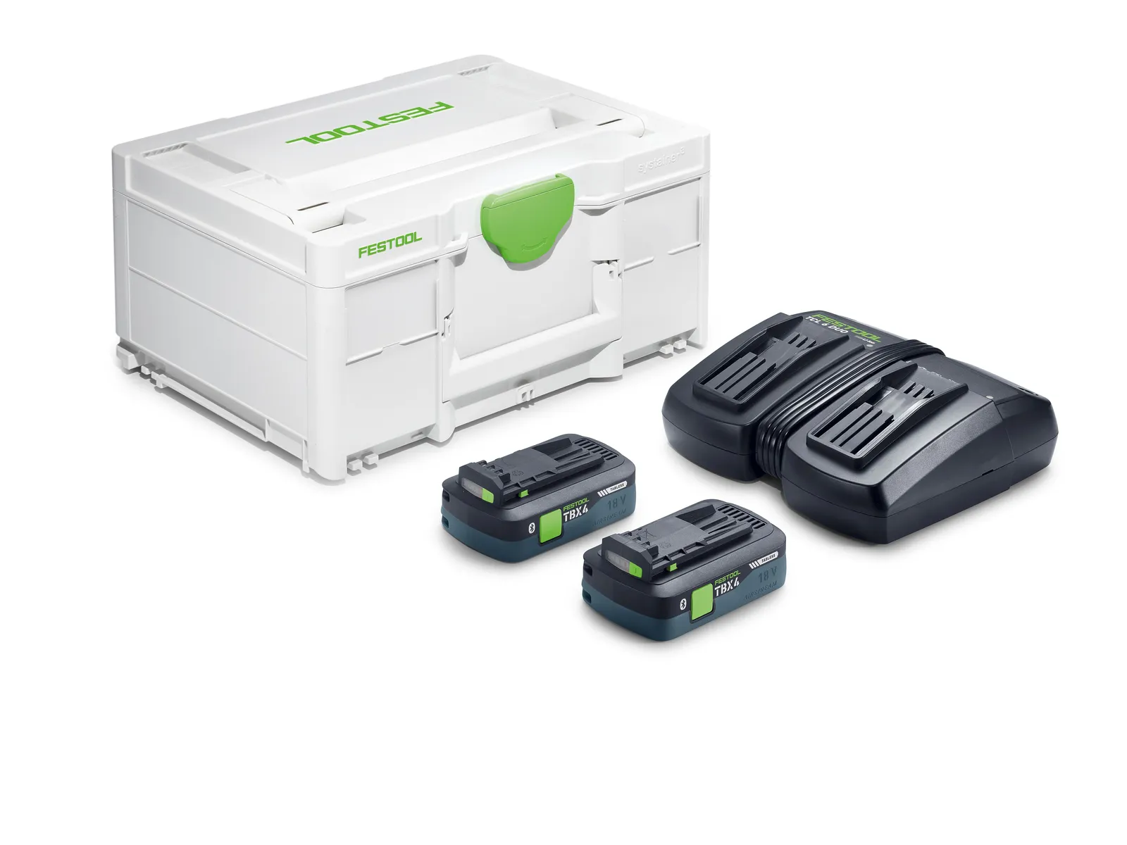 Festool Energie-Set 18V mit 2x TBX 4.0Ah Akkus und DUO Schnellladegerät im Systainer