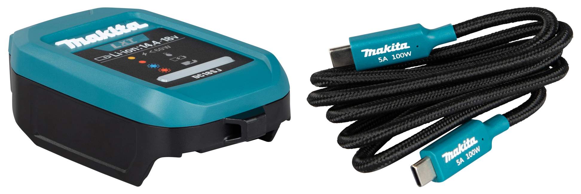 Makita DC18SJ USB-C Ladegerät für 14,4V und 18V LXT Akkus