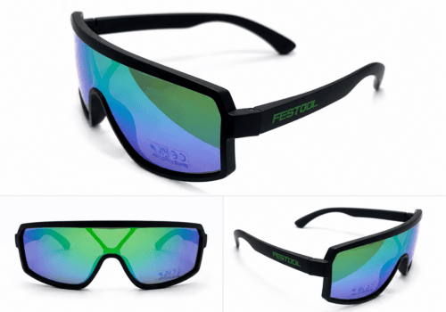 Festool Sport-Sonnenbrille UV400 mit verspiegelter Panorama-Scheibe und schwarzem Gestell