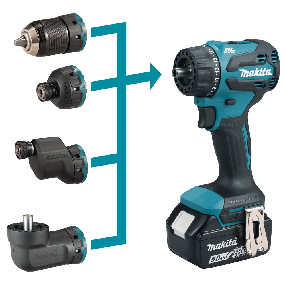Makita DDF491ZJ01 18V Akku-Bohrschrauber mit Wechselkopfsystem + 4 Aufsätze im MAKPAC – Bild 4