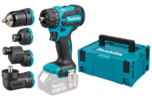 Makita DDF491ZJ01 18V Akku-Bohrschrauber mit 4 Wechselaufsätzen und MAKPAC