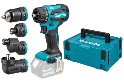 Makita DDF491ZJ01 18V Akku-Bohrschrauber mit 4 Wechselaufsätzen und MAKPAC