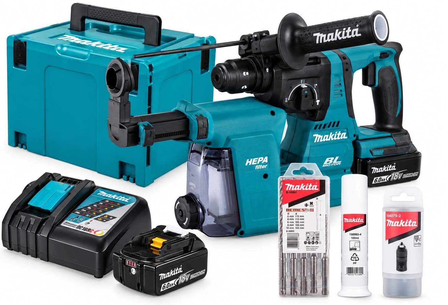 Makita DHR243JWX2 Akku-Kombihammer 18V mit Staubabsaugung DX07