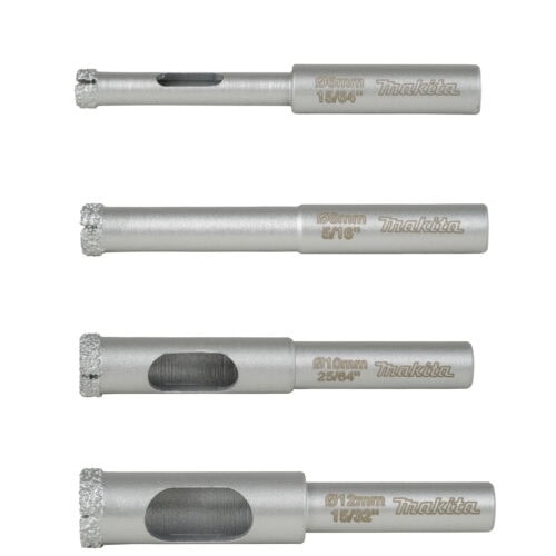 Makita Diamantbohrer Set 6 8 10 12 mm für Fliesen und Feinsteinzeug