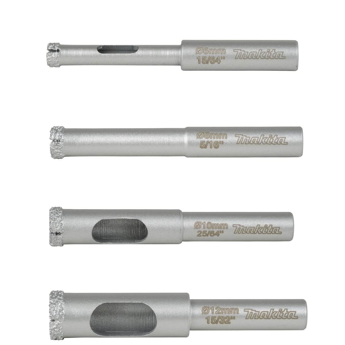 Makita Diamantbohrer Set 6 8 10 12 mm für Fliesen und Feinsteinzeug