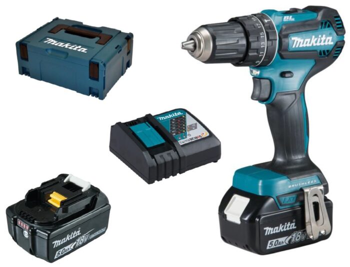 Makita Akku-Schlagbohrschrauber DHP485RTJ 18V mit 5,0Ah – leistungsstark und langlebig.