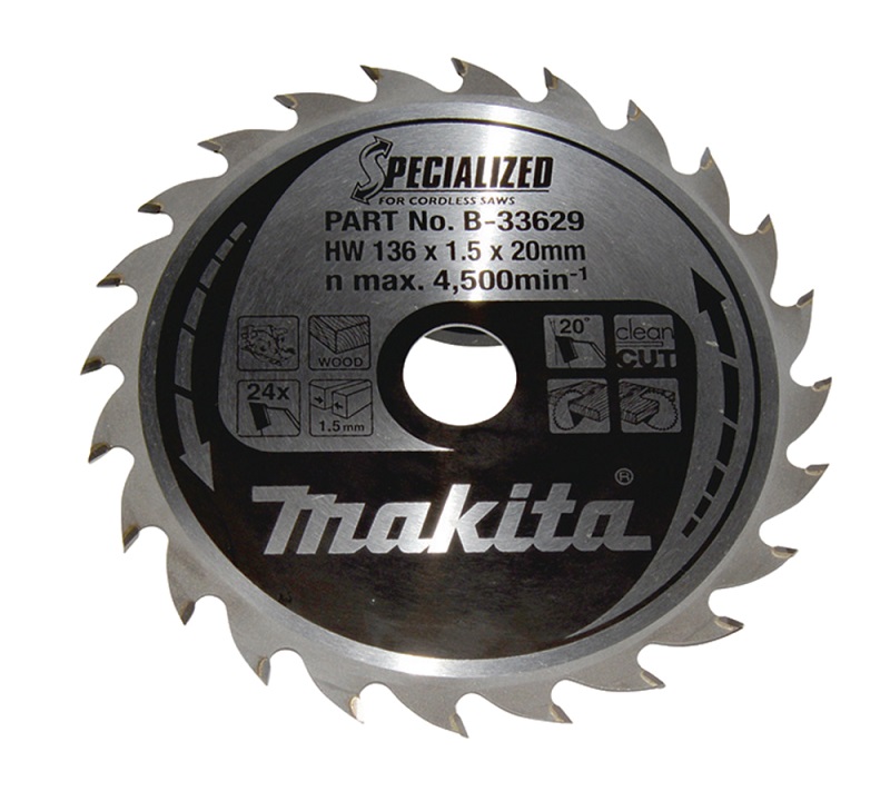 Makita Sägeblatt 136x 20mm 24 Zahn für Akku-Handkreissäge B-33629