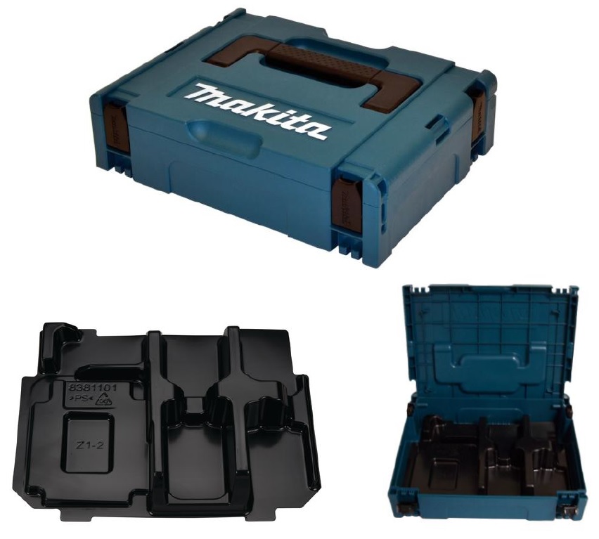 Makita Makpac Gr.1 mit Einlage für 4x Akku 14,4V / 18V mit Ladegerät DC18RC