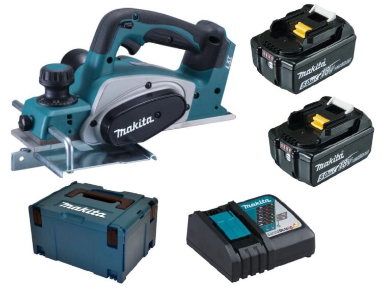 Makita Akku-Hobel DKP180RTJ 18V, kraftvoll und präzise.