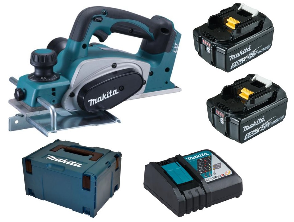 Makita Akku-Hobel DKP180RTJ 18V 2x 5,0Ah Akku und Ladegerät im Makpac DKP180