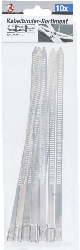 BGS Kabelbinder-Sortiment Edelstahl rostfrei 7,0 x 200mm 10-tlg. - 80780