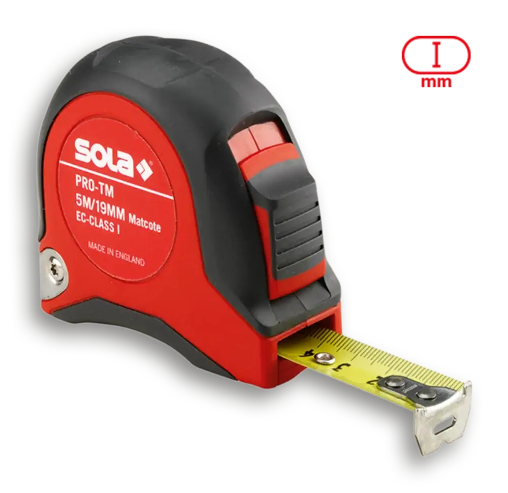 SOLA Rollmeter PRO-TM3 – 3 m x 19 mm für präzises Messen mit robuster Bauweise.