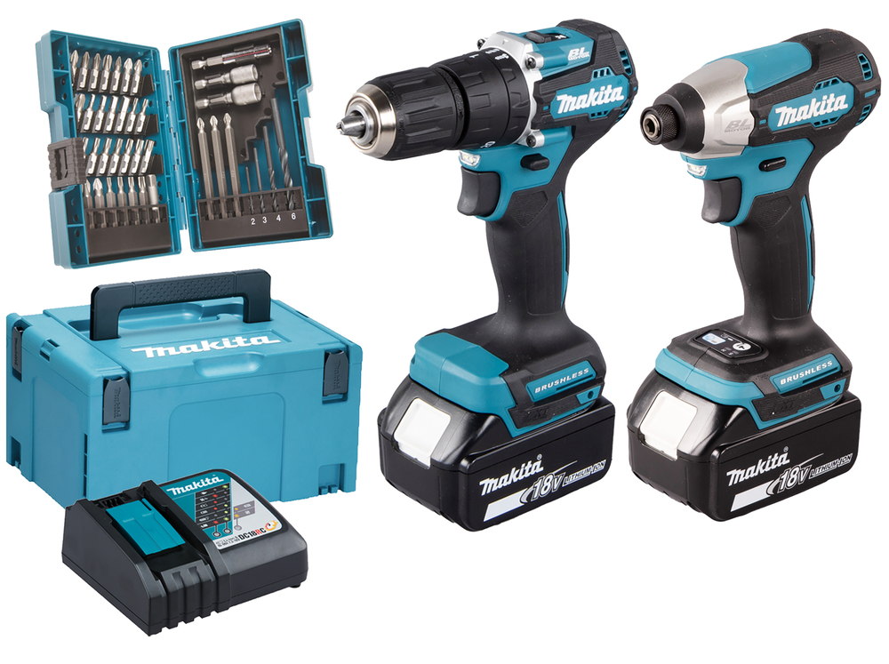 Makita Akku-Kombo-Kit DLX2414JX4 Akku-Schlagbohrschrauber DHP487Z  Akku-Schlagschrauber DTD157Z 18V 3,0Ah